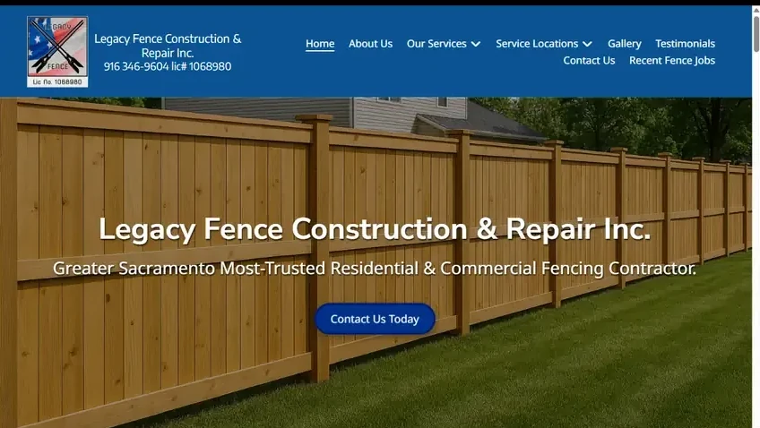 Website design for Legacy Fence Construction & Repair, a Fencing business, by Cinematic Website Designs